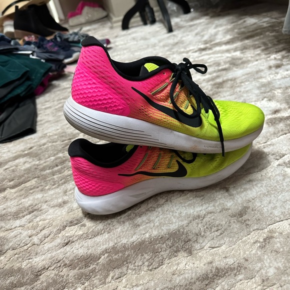 NIKE LUNARGLIDE 8 OC Neon Yellow Pink Running Training Walking Shoes - Picture 3 of 6